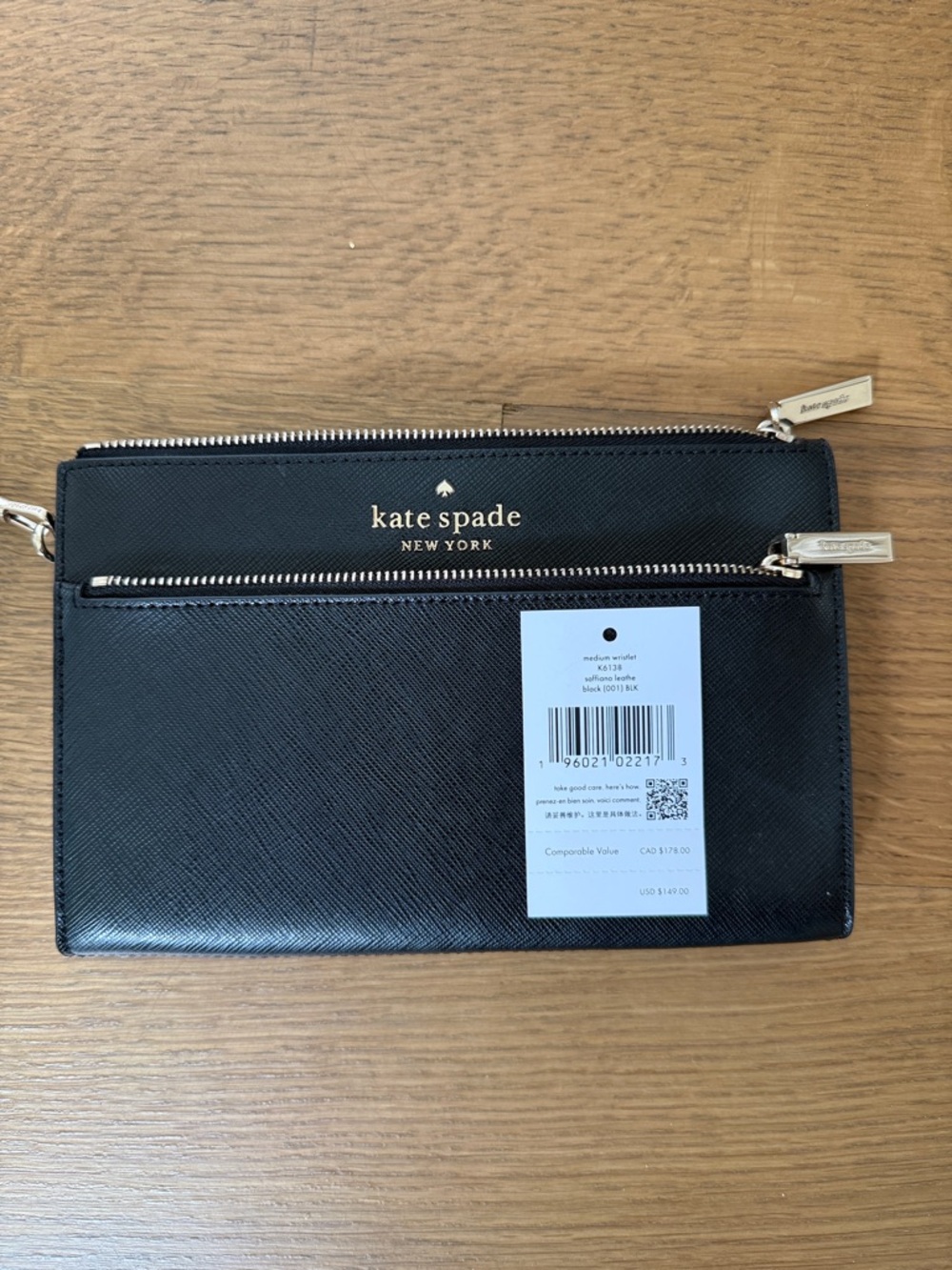 kate spade Black Double-Zip Leather Wristlet